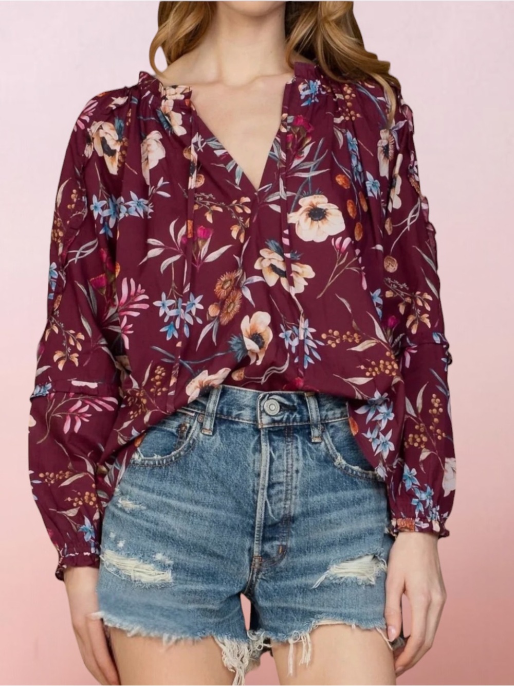 OLIVIA JAMES THE LABEL Davis Top Anemone Raspberry Size Small